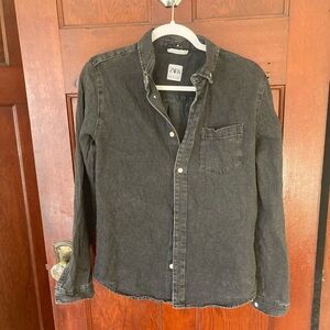 Black denim button up